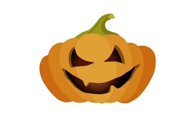Halloween pumpa med skrämmande ansikte, handritad illustration. Jack o lykta pumpa — Stockfoto