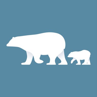 Cute mama bear and baby bear walking together. Modern vector in simple flat style. Happy Mothers day concept. Family of polar bears. Save wildlife vector Cute mama bear and baby bear walking together. Modern vector in simple flat style. Happy Mothers day concept. Family of polar bears. Save wildlife vector