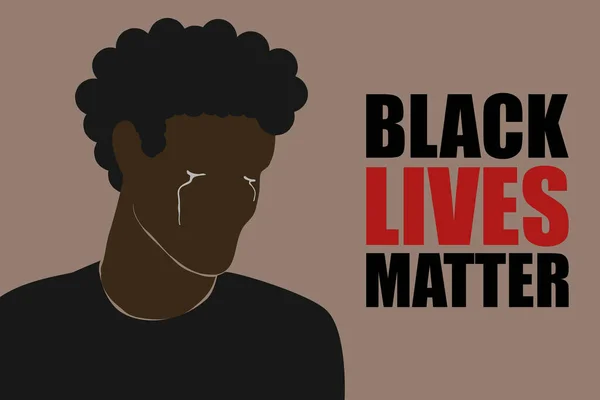 Zwarte Levens Materie Tekst Tranen Het Gezicht Van Afrikaanse Amerikaanse — Stockvector