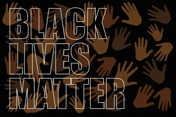 Las Vidas Negras Importan Texto Diferentes Colores Manos Sobre Fondo — Vector de stock