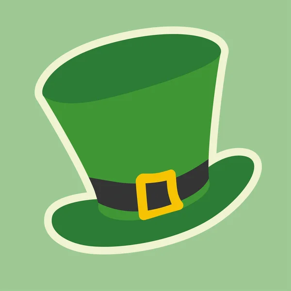 现代的圣帕特里克帽在淡绿色的背景上 平面的插图 圣帕特里克节快乐简单的手绘矢量图解 徽章或图标 — 图库矢量图片