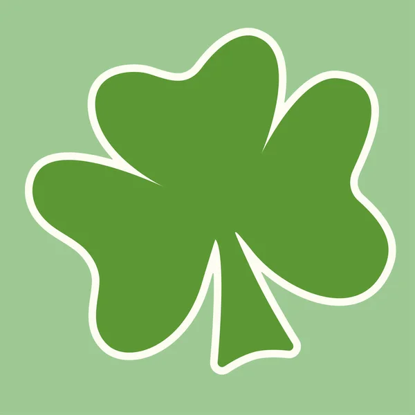 现代丁香叶在淡绿色的背景上 平面插图 圣帕特里克快乐的一天 简单的手绘矢量 运气的概念 Shamrock贴纸 徽章或图标 — 图库矢量图片