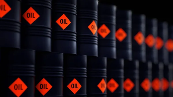 Ilustración 3d de barriles con petróleo crudo — Foto de Stock