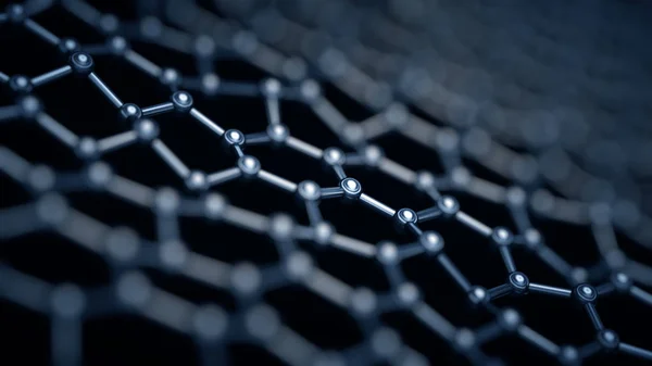 3D illustratie van grafeen moleculen. Het kristalrooster raster. — Stockfoto