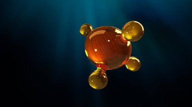 3D render Illustration cam molekül modeli. Yağ molekülünün. Yapısı model motor yağı veya gaz kavramı.