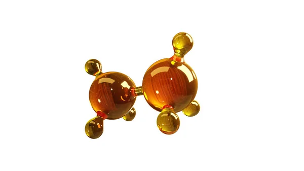 3d renderização ilustração de modelo de molécula de vidro. Molécula de óleo. Conceito do modelo de estrutura óleo do motor ou gás isolado sobre branco — Fotografia de Stock