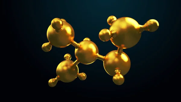 3D απεικόνιση του αφηρημένο μόριο χρυσό φόντο — Φωτογραφία Αρχείου
