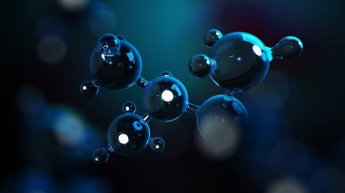 3D çizim molekülleri. Atomlar bacgkround. Tıbbi geçmişi. Atomik düzeyde moleküler yapısı.