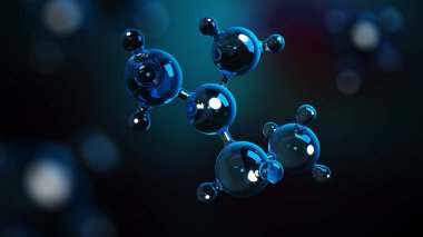 3D çizim molekülleri. Atomlar bacgkround. Tıbbi geçmişi. Atomik düzeyde moleküler yapısı.