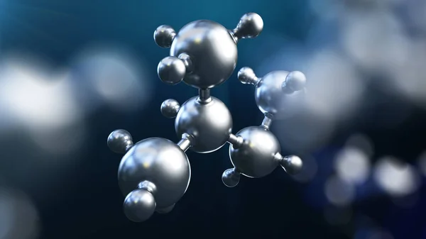 3d 抽象银金属分子背景的图解 — 图库照片