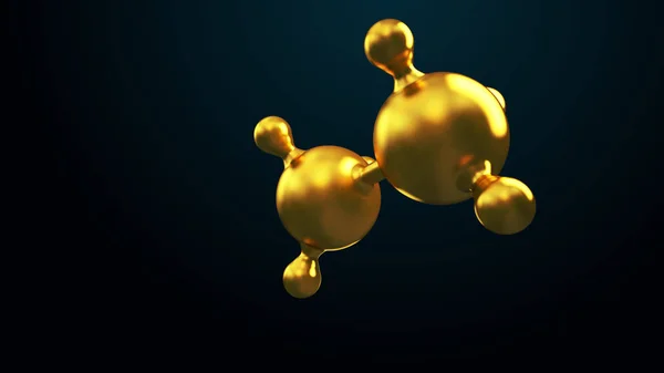 3D illustration of abstract gold molecule background — Stock Photo, Image