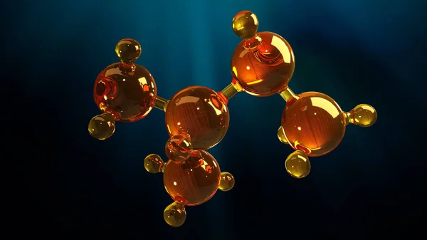 3d візуалізація ілюстрації моделі скляної молекули. Молекула нафти. Концепція моделі структури моторного масла або газу — стокове фото