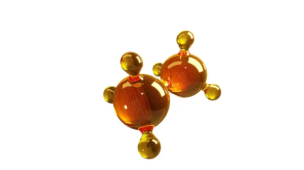 ガラス分子モデルの 3 d レンダリングのイラスト。油の分子。構造モデルのモーター オイルやガスの白で隔離の概念 — ストック写真