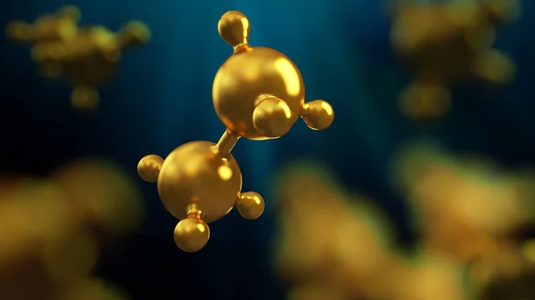 3D иллюстрация абстрактного фона молекулы золота — стоковое фото