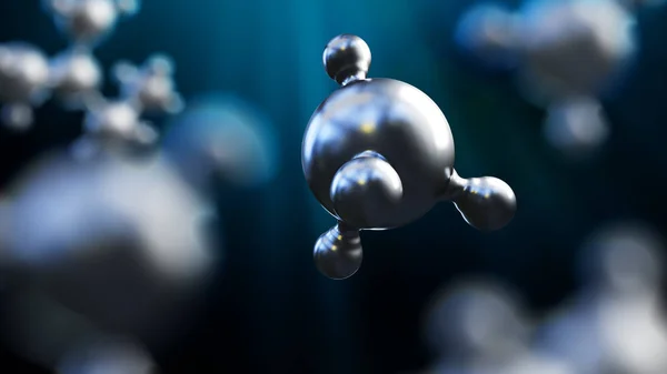 Ilustración 3D del fondo abstracto de la molécula de metal plateado — Foto de Stock