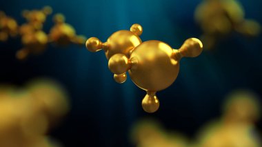 3D soyut altın molekül arka plan resmi