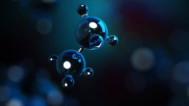 3D çizim molekülleri. Atomlar bacgkround. Tıbbi geçmişi. Atomik düzeyde moleküler yapısı.