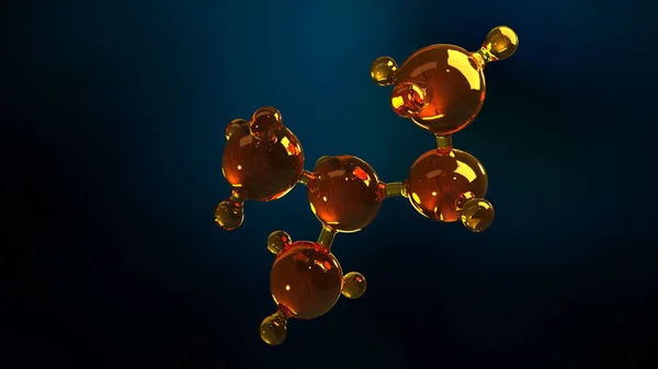 3d візуалізація ілюстрації моделі скляної молекули. Молекула нафти. Концепція моделі структури моторного масла або газу — стокове фото