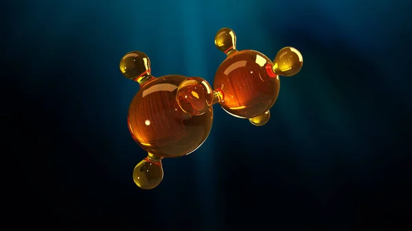 3D vykreslování obrázku modelu molekuly skla. Molekula ropy. Pojetí struktury modelu motorové oleje nebo plynu — Stock fotografie