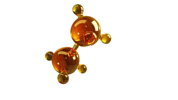 3d rendering illustration of glass molecule model. Molecule of oil. Concept of structure model motor oil or gas isolated on white — Stock Photo, Image