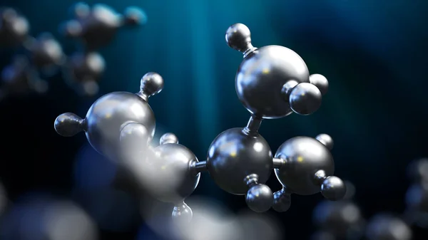 3D illustratie van abstracte zilveren metalen molecuul achtergrond — Stockfoto