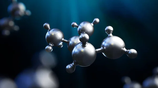 3D illustratie van abstracte zilveren metalen molecuul achtergrond — Stockfoto