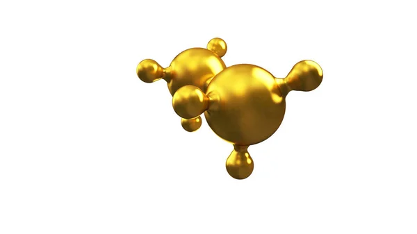 3D illustration of abstract gold molecule background — Stock Photo, Image