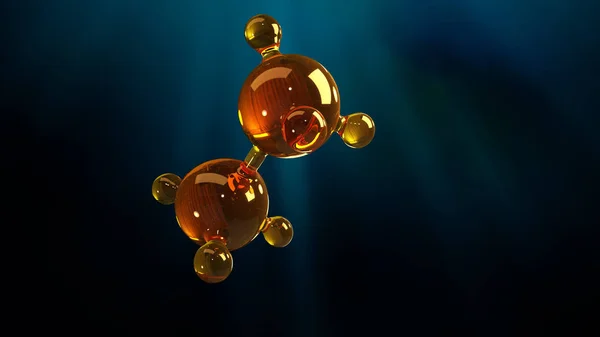 3d renderização ilustração de modelo de molécula de vidro. Molécula de óleo. Conceito do modelo de estrutura óleo ou gás do motor — Fotografia de Stock