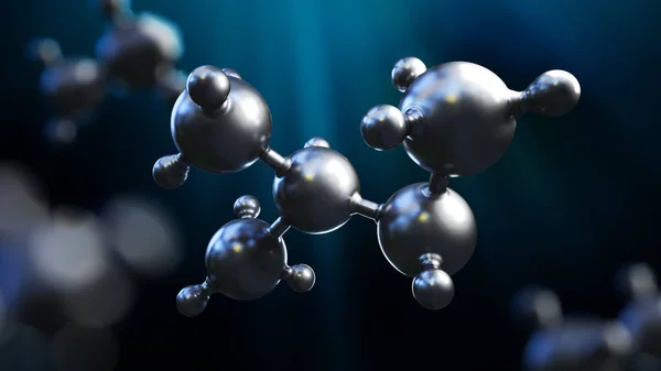 3D obrázek pozadí abstraktní stříbrné kovové molekuly — Stock fotografie