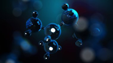 3D çizim molekülleri. Atomlar bacgkround. Tıbbi geçmişi. Atomik düzeyde moleküler yapısı.