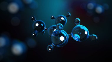 3D çizim molekülleri. Atomlar bacgkround. Tıbbi geçmişi. Atomik düzeyde moleküler yapısı.