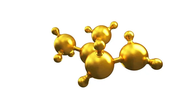 Illustrazione 3D di sfondo astratto molecola d'oro — Foto Stock