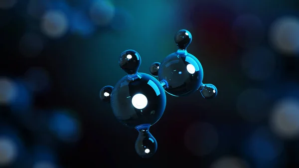 3d 例证分子。原子 bacgkround。医学背景。分子结构在原子水平上. — 图库照片
