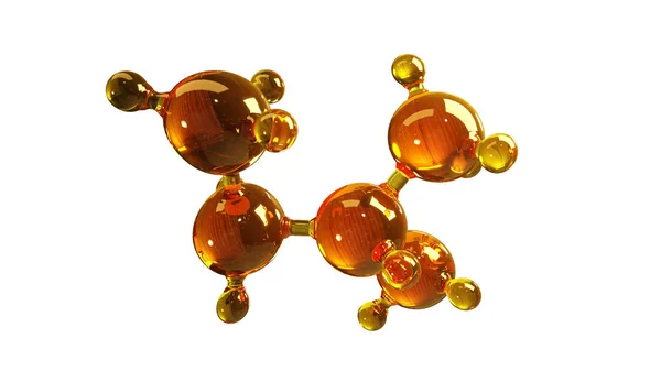 3d rendering illustration of glass molecule model. Molecule of oil. Concept of structure model motor oil or gas isolated on white — Stock Photo, Image