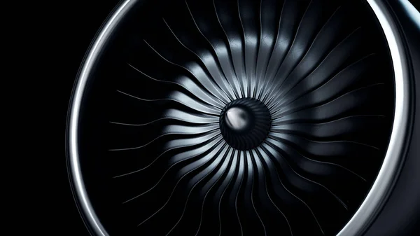 3d Illustration of jet engine, close-up view jet engine blades — Stock Photo, Image