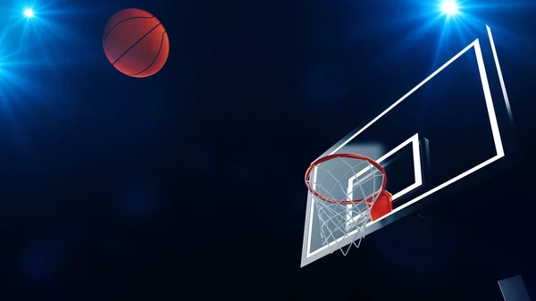 3D illustration av basketkorg i en professionell basket arena. — Stockfoto