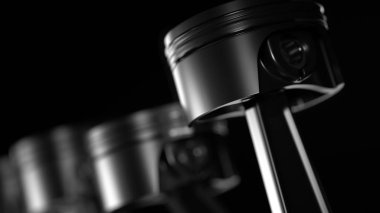 Teknoloji arka planında motor pistonları. 3d illüstrasyon