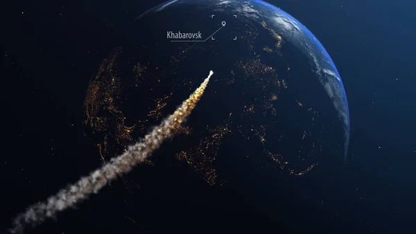 Asteroid och jord Stockbild