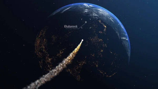 Asteroid och jord — Stockfoto