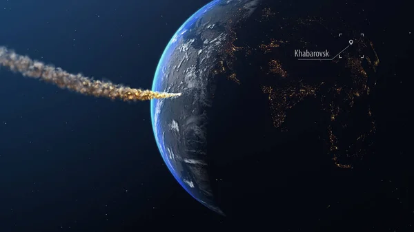 Asteroid och jord Royaltyfria Stockbilder