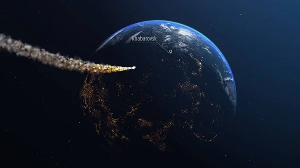 Asteroid och jord Stockfoto