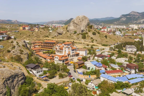 Top View Old Seaside Town Mountainous Area Crimea — Stock Photo, Image