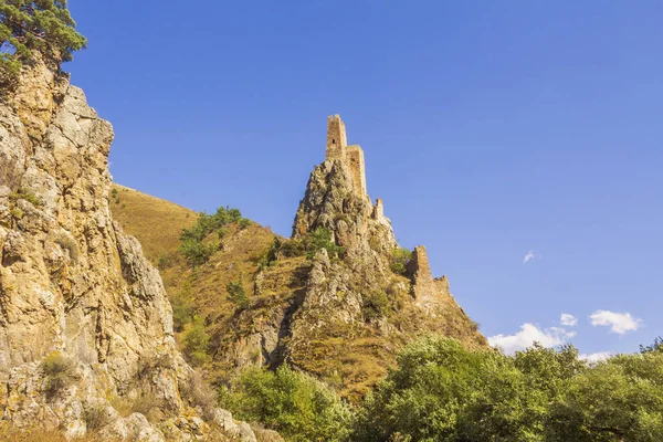One Two Separate Impregnable Stone Castles Built Pinnacles Steep Rocky — Stock Photo, Image