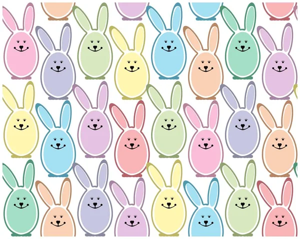 Пасхальный бесшовный фон с кроликами, яйцами. Детский узор — стоковый вектор