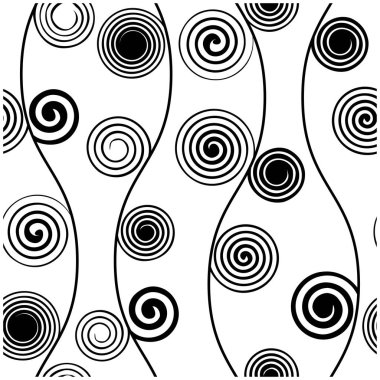 Spiral süs ile dikişsiz monokrom desen