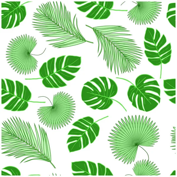 Тропический бесшовный узор с пальмовыми листьями — стоковый вектор