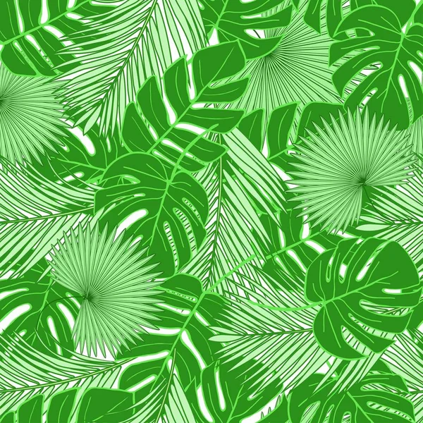 Modèle tropical sans couture avec des feuilles de palmiers — Image vectorielle