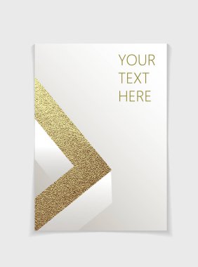 Modern altın geometrik öğelerle broşür. Kapak sayfası tasarım şablonu A4 boyutunda, vektör. Kitapçık, broşür, kitap, dergi, belge şablonu, davetiye, el ilanı için kullanabilirsiniz.