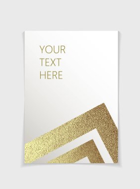 Modern altın geometrik öğelerle broşür. Kapak sayfası tasarım şablonu A4 boyutunda, vektör. Kitapçık, broşür, kitap, dergi, belge şablonu, davetiye, el ilanı için kullanabilirsiniz.