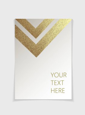 Modern altın geometrik öğelerle broşür. Kapak sayfası tasarım şablonu A4 boyutunda, vektör. Kitapçık, broşür, kitap, dergi, belge şablonu, davetiye, el ilanı için kullanabilirsiniz.